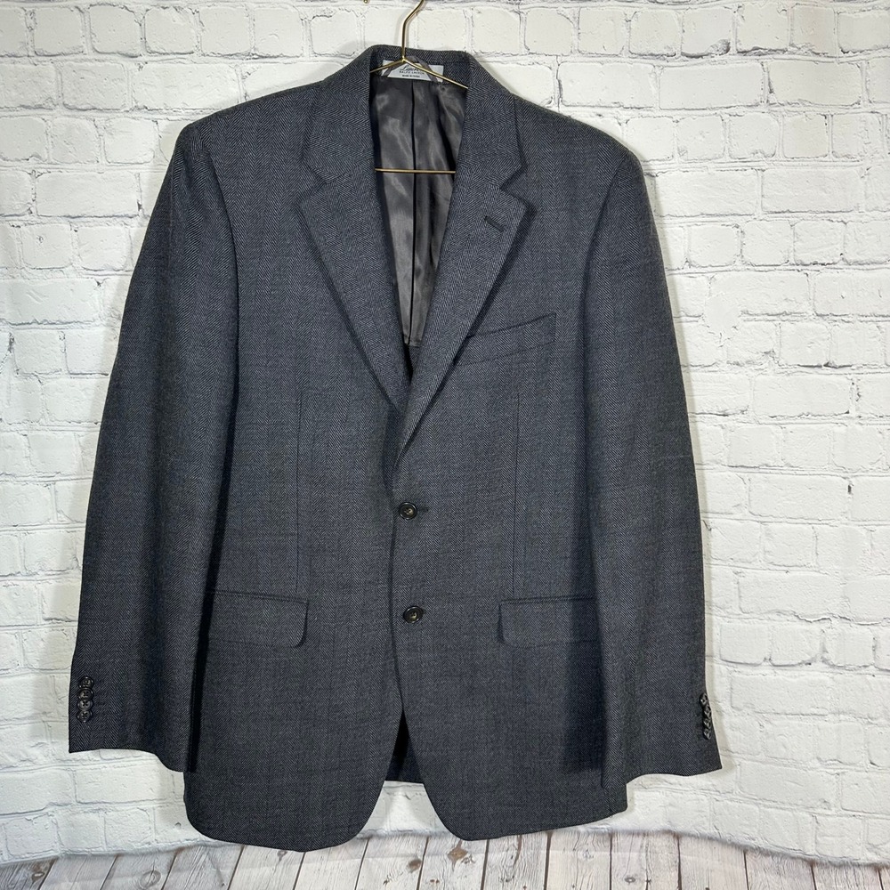 Lauren Ralph Lauren Mens 38R‎ Lambswool Herringbone Blazer Sport Coat Grey